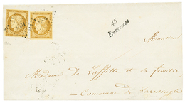 98 1853 10c CERES(n°1) TB Margés (x2) Obl. PC 1331 + Cursive 45 FRANCESCAS Sur Lettre (ss Texte). Verso, T.15 AGEN. Supe - 1849-1850 Cérès