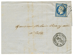 124 POSTE FERROVIAIRE - Cachet D' ESSAI : 1856 20c(n°14) TTB Margé Obl. PC 687 + MONTPELLIER A CETTE (1 CONV.) Sur Lettr - Sonstige & Ohne Zuordnung