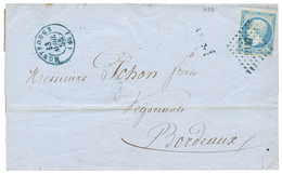 129 "PETIT CHIFFRE En BLEU" 1855 20c(n°14) Bleu Laiteux TB Margé Obl. PC 2147 Bleu + T.15 MONTROUGE En Bleu Sur Lettre P - Sonstige & Ohne Zuordnung