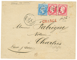 167 "Losange 24 De PARIS En CHARGE" : 20c(n°22) + 80c(n°24)x2 Obl. Losange 24 + CHARGE Sur Lettre (DEVANT Seulement) De  - 1862 Napoleone III