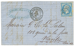 170 1867 20c(n°22) Obl. GC 2989 + LAVARDAC BOITE MOBILE Sur Lettre De PONT DE BORDES. TB. - 1862 Napoléon III.