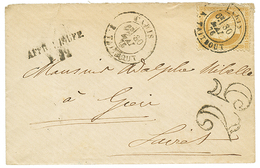 173 1876 15c CERES Obl. PARIS R. TAITBOUT + AFFR. INSUFF/P.22 + Taxe 25 D.T Sur Lettre. TB. - 1862 Napoléon III.