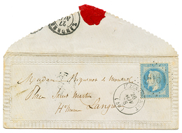 177 1868 20c(n°29) Obl. GC 1906 + T.15 JUZENNECOURT Sur Enveloppe VALENTINE . Superbe. - 1862 Napoleon III