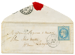 177 1868 20c(n°29) Obl. GC 1906 + T.15 JUZENNECOURT Sur Enveloppe VALENTINE . Superbe. - 1862 Napoleone III