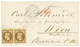 181 1867 Paire 30c(n°31) Obl. Losange EU + EXPOSITION UNIVERSELLE POSTES Sur Lettre Pour L' AUTRICHE. Oblitération Rare  - 1862 Napoléon III