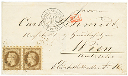 181 1867 Paire 30c(n°31) Obl. Losange EU + EXPOSITION UNIVERSELLE POSTES Sur Lettre Pour L' AUTRICHE. Oblitération Rare  - 1862 Napoléon III.