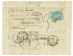 188 1870 20c(n°29) Obl. Etoile + PARIS 12 Nov 70 + Taxe 3 Tampon Sur Lettre Avec Texte Pour POITIERS Réexpédiée à BRUXEL - Sonstige & Ohne Zuordnung