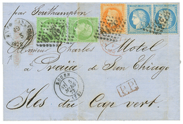 204 Destination ILES Du CAP VERT : 1872 5c(n°20)x2 + 40c(n°31)+ Paire 25c CERES(n°60) Sur Lettre De ROUEN Pour "PRAÏA DE - 1871-1875 Cérès