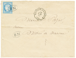 208 1873 25c(n°60) Obl. Cachet B.M + Convoyeur CAZERES-S-L'ADOUR/T.Mx Sur Env. Pour MONT-DE-MARSAN. TTB. - 1871-1875 Cérès