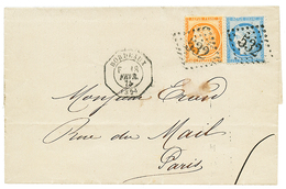 216 1875 40c(n°38) + 25c(n°60) Obl. GC 532 + LEVEE EXCEPTIONNELLE BORDEAUX Sur Lettre Pour PARIS. TTB. - 1871-1875 Cérès