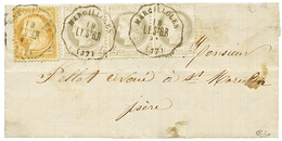 217 1876 CERES 4c(x3) + 15c Obl. Convoyeur MARCILLOLES/LY.St RR Sur Lettre Avec Texte Daté "MARCILLOLES" Pour ST MARCELI - 1871-1875 Ceres