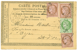 222 1876 CERES 5c + 10c(x3) Un Ex. Pd Obl. Etoile 15 + LEVEE EXCEPTIONNELLE PARIS/E1 Sur CARTE PRECURSEUR Pour DIJON. RA - 1871-1875 Ceres