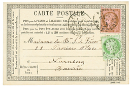 225 1876 CERES 5c + 10c Obl. PARIS Sur CARTE PRECURSEUR Pour NUREMBERG (BAVIERE). Superbe. - 1871-1875 Ceres