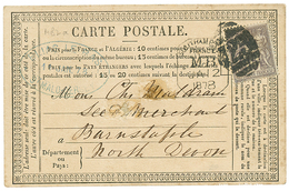 232 1878 15c SAGE Obl. Killer 723 + SOUTHAMPTON/M.B Sur CARTE PRECURSEUR Pour L' ANGLETERRE. Petit Défaut Sur L'adresse. - 1876-1878 Sage (Type I)