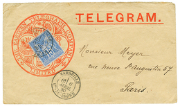 236 1880 15c Obl. MARSEILLE Sur Env. TELEGRAM Pour PARIS. Rare. Superbe. - 1876-1878 Sage (Type I)