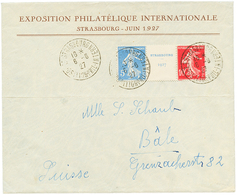 247 1927 Paire Avec Intervalle (n°242A) EXPOSITION STRASBOURG 5F + 10F Obl. Sur Enveloppe Pour BALE(SUISSE). Cote De La  - Altri & Non Classificati