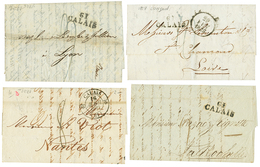 265 1821/31 Lot 4 Lettres D' ANGLETERRE Avec 61 CALAIS Pour La FRANCE Avec Cachets D' ACHEMINEURS Au Verso. TB. - Gebraucht