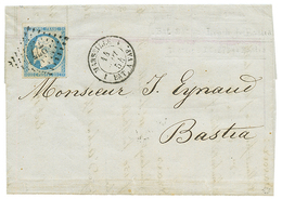 272 LIGNE De CORSE : 1854 20c(n°14) TB Margé Obl. PC 227 De BASTIA + MARSEILLE 1 BAT. A VAP. Sur Lettre Avec Texte De MA - Gebruikt