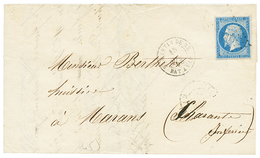 276 1858 20c(n°14) Obl. PC 2706 + ST MARTIN-DE-RE BAT A VAP. Sur Lettre De ST MARTIN Pour MARANS. TB. - Used Stamps