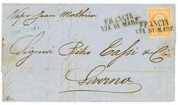 282 1862 40c(n°16) Obl. FRANCIA VIA DI MARE Sur Lettre Pour LIVOURNE(ITALIE). Signé J.F BRUN. TB. - Gebraucht