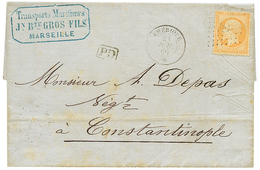 290 1866 40c(n°23) Obl. ANCRE + AMERIQUE 21 Juil 66 Sur Lettre De MARSEILLE Pour CONSTANTINOPLE. TB. - Used Stamps