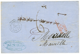 294 1868 Cachet Rare ALEXANDRETTE PAQ FR X N°5 + Taxe 6 Sur Lettre Pour La FRANCE. Superbe. - Gebruikt