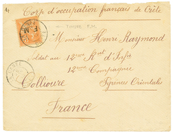 310 CRETE : 1902 FRANCE Timbre F.M 15c Obl. LA CANE Sur Env(CORPS OCCUP. De CRETE) Pour La FRANCE. TB. - Altri & Non Classificati