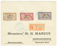 312 DEDEAGH : 1913 MERSON 2p S/ 50c+ 4p S/ 1F+ 8p S/ 2F Obl. DEDEAGH TURQUIE Sur Enveloppe RECOMMANDEE Pour CONSTANTINOP - Altri & Non Classificati