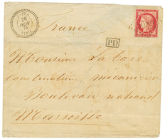 314 JAFFA : 1875 80c CERES Obl. GC 5089 + JAFFA SYRIE Sur Enveloppe Pour MARSEILLE. TTB. - Other & Unclassified