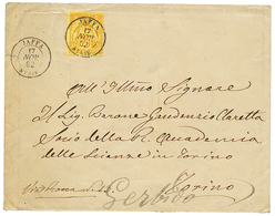 315 JAFFA : 1882 25c SAGE Jaune Obl. JAFFA SYRIE Sur Enveloppe Pour L' ITALIE. TTB. - Other & Unclassified