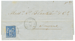 318 "MERSINA" : 1878 25c Sage Bleu Obl. MERSINA TURQUIE D'ASIE Sur Lettre Pour SMYRNE. TB. - Sonstige & Ohne Zuordnung