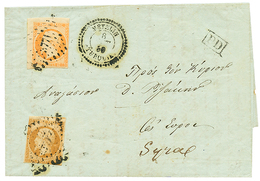 320 METELINE : 1859 10c(pd) + 40c Coin De Feuille Obl. PC 3771 + METELIN TURQUIE Sur Lettre Pour SYRA(GRECE). Cote 1500€ - Other & Unclassified