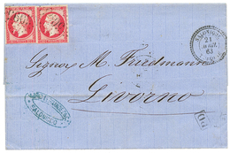 325 1863 80c(n°17)x2 Obl. GC 5095 + SALONIQUE TURQUIE Sur Lettre Pour L'ITALIE. Pas Courant. TB. - Autres & Non Classés