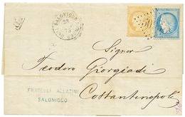 329 1873 CERES 15c + 25c Obl. GC 5095 + SALONIQUE TURQ. D'EUROPE Sur Lettre Pour CONSTANTINOPLE. TTB. - Sonstige & Ohne Zuordnung