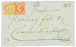 333 SAMSOUN : 1858 10c(n°13) Pli + 40c(n°16) Luxe Obl. PC 4013 + SAMSOUN TURQUIE Sur DEVANT De Lettre (front Only) Pour  - Altri & Non Classificati