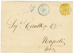 342 "SFAX" : 1881 25c SAGE Jaune Obl. SFAX TUNISIE + P.P Bleu Sur Enveloppe Pour L' ITALIE. Superbe. - Autres & Non Classés