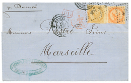 434 1868 10c + 40c AIGLE Obl. CCH + COCHINCHINE SAIGON Sur Lettre Avec Texte Pour La FRANCE. TB. - Autres & Non Classés