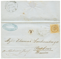 439 "2éme Date Connue Du Type AIGLE En INDE" : 1860 10c AIGLE Obl. Losange De 81 Pts + Grand Cachet Bleu BUREAU DE PONDI - Sonstige & Ohne Zuordnung