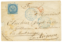 455 1866 20c AIGLE(léger Pli) Obl. 64 Pts Bleus + CORR. D'ARMEES ST DENIS Bleu Sur Env. Pour La FRANCE. Signé CALVES. TB - Other & Unclassified