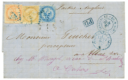 476 "Affrt Tricolore à 70c" : 1869 AIGLE 10c+ 20c(pd)+ 40c Obl. SNG Bleu + SENEGAL ET DEP. ST LOUIS Sur Lettre Pour La F - Other & Unclassified