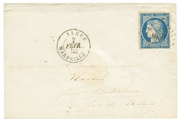 483 1853 25c CERES(n°4) Obl. PC 1896 + Cachet ALGER MARSEILLE Sur Enveloppe Pour La FRANCE. RARE. TTB. - Autres & Non Classés