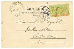 493 1905 5c(x2) Obl. TELEGRAPHIE MILITAIRE / POSTE N°1/ BENIN Sur Carte Pour La FRANCE. TB. - Autres & Non Classés