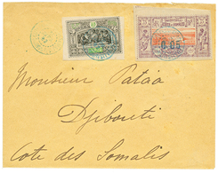 496 1892 0,05 S/ 75c(n°23) + OBOCK 10c Obl. DJIBOUTI Sur Enveloppe Pour La COTE DES SOMALIS. TTB. - Other & Unclassified