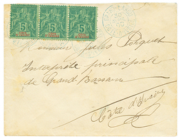 520 1900 5c(x3) Obl. GRAND-LAHOU COTE-D'IVOIRE Bleu Sur Enveloppe Pour "L'Interprete " De GRAND-BASSAM. TB. - Autres & Non Classés