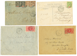 532 1907/15 Lot 4 Lettres (AGOUE Sur 1cx2+ 4cx2, NIKKI, PARAKOU, ZAGNANADO Sur Entier FAIDHERBES. TB. - Autres & Non Classés