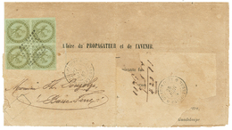 550 "Tarif Des IMPRIMES à 4c" : 1867 Bloc De 4 Du 1c AIGLE Obl. Sur IMPRIME Complet (papier Fragile) De POINTE-A-PITRE P - Autres & Non Classés