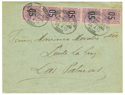 569 1913 05 S/ 15c(x5) Obl. DEUTSCHE SEEPOST XXXII Sur Enveloppe Pour LAS PALMAS (CANARIES). Superbe. - Altri & Non Classificati