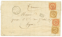 585 1870 AIGLE 10c(x2) + 40c(x2) Obl. ANCRE + COL.FR. PAQ FR N°2 Sur Lettre Avec Texte De SAIGON. TTB. - Sonstige & Ohne Zuordnung