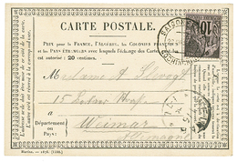 588 1886 COLONIES GENERALES 10c Obl. Cachet TELEGRAPHIQUE SAIGON-PORT COCHINCHINE Sur CARTE PRECURSEUR Pour WEIMAR. RARE - Other & Unclassified