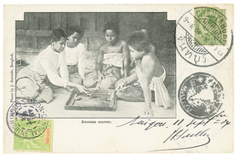 591 1904 INDOCHINE 5c Obl. SAIGON + THAILAND 1a (def) Obl. CHANTABURI Sur Carte Pour La FRANCE. TB. - Autres & Non Classés